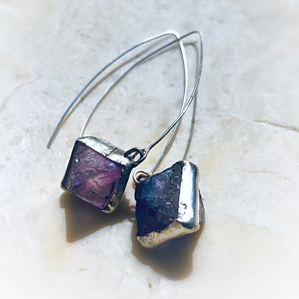 Rainbow Fluorite Sterling Silver Threader Earrings - image 8